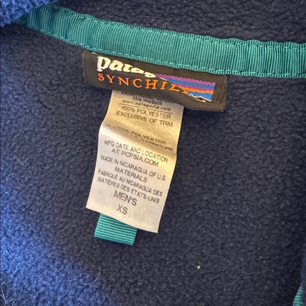 Patagonia Men's Blue and Tan Synchilla Pullover - Picture 4 of 5